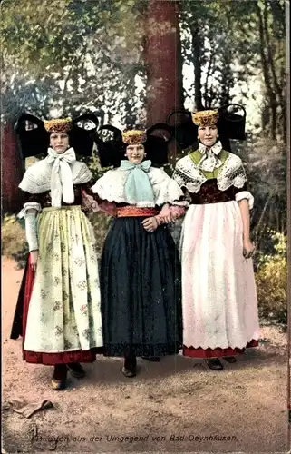 Ak Frauen in Trachten aus der Umgegend von Bad Oeynhausen, Schaumburg Lippische Volkstrachten