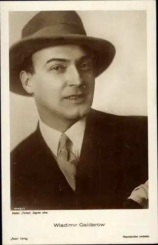 Ak Schauspieler Wladimir Gaidarow, Portrait mit Hut, Ross Verlag 4448/1