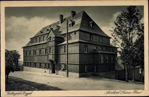 Ak Boží Dar Gottesgab Erzgebirge Reg. Karlsbad, Sporthotel Grünes Haus
