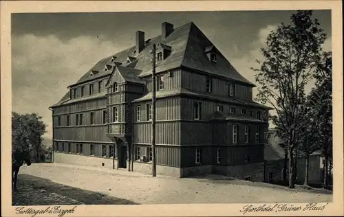 Ak Boží Dar Gottesgab Erzgebirge Reg. Karlsbad, Sporthotel Grünes Haus