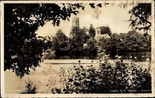 Ak Łagów Lagow Neumark Ostbrandenburg, Schloss und Kirche