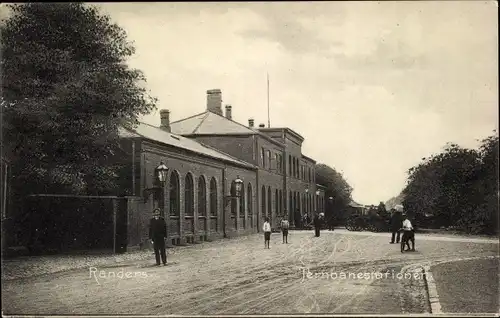 Ak Randers Dänemark, Jernbanestation, Bahnhof