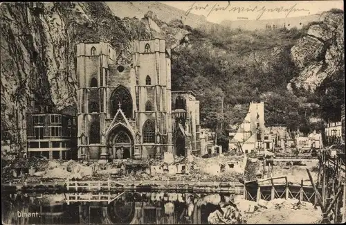 Ak Dinant Wallonien Namur, Die Zitadelle, Kriegszerstörung 1. WK
