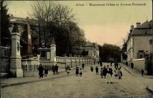 Ak Arlon Aarlen Wallonien Luxemburg, Monument Orban et Avenue Nothomb