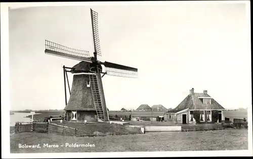 Ak Bolsward Boalsert Friesland Niederlande, Marne Poldermolen, Windmühle