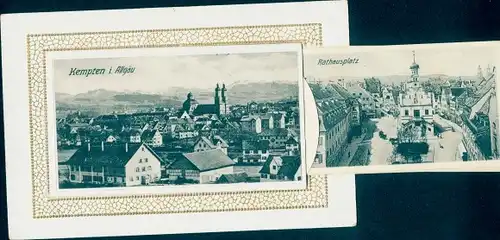 Leporello Ak Kempten im Allgäu Schwaben, Stastansichten, Rathaus