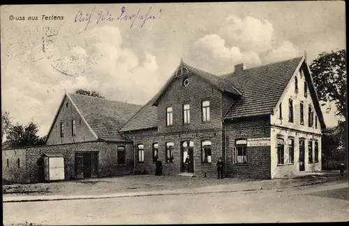 Ak Tettens Wangerland Friesland, Straßenpartie mit Gasthaus