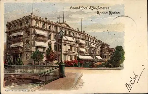 Litho Baden Baden am Schwarzwald, Grand Hotel d'Angleterre