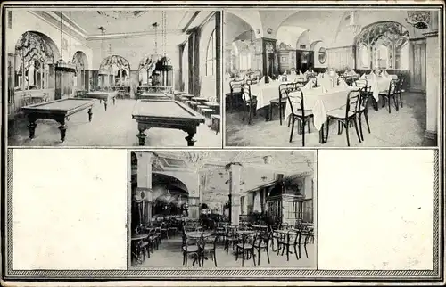 Ak München Bayern, Fahrig's Hotel Deutscher Hof, Café Fahrig, Innenansicht, Billard