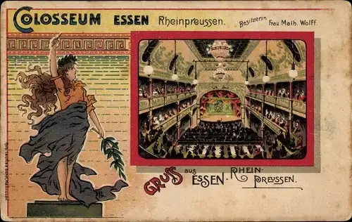 Jugendstil Litho Essen im Ruhrgebiet Nordrhein Westfalen, Etablissement Colosseum, Innenansicht