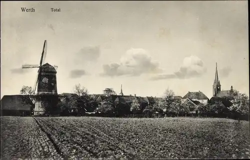 Ak Werth Isselburg in Westfalen, Totalansicht der Ortschaft, Windmühle