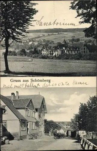 Ak Schömberg im Schwarzwald Württemberg, Panorama, Straßenpartie