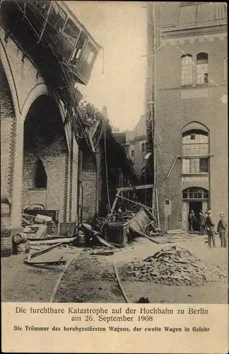 Ak Berlin Kreuzberg, Gleisdreieck, Katastrophe der Hochbahn 1908