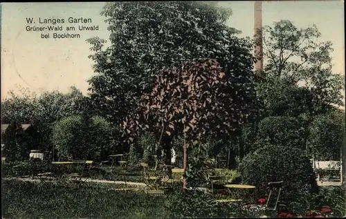 Ak Bockhorn in Oldenburg Friesland, W. Langes Garten, Grüner Wald am Urwald