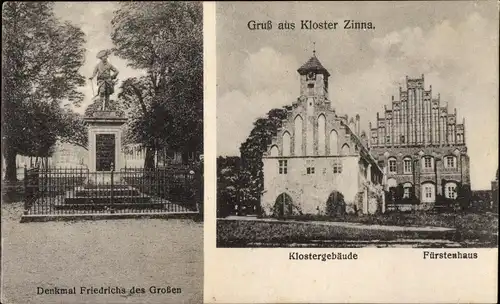 Ak Jüterbog, Kloster Zinna, Denkmal Friedrich d. Großen