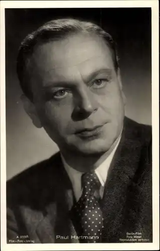 Ak Schauspieler Paul Hartmann, Portrait, Film Foto Verlag A 3722/1