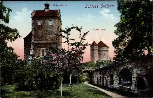 Ak Stolpen in Sachsen, Seiger- und Coselturm, Schloss