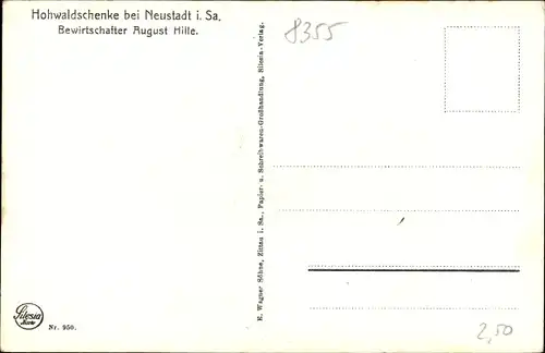 Ak Neustadt in Sachsen, Hohwaldschenke, Inh. August Hille