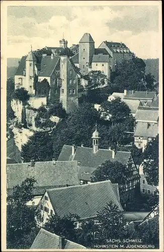 Ak Hohnstein Sächsische Schweiz, Hohnstein mit Jugendburg