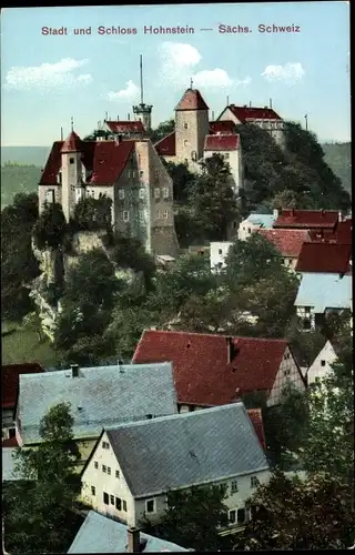 Ak Hohnstein in der Sächsischen Schweiz, Blick auf Stadt und Schloss