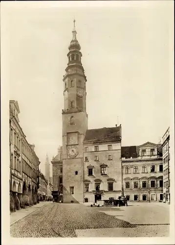 Ak Görlitz in der Lausitz, Altes Rathaus von Untermarkt aus gesehen