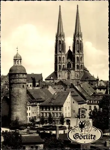 Ak Görlitz in der Lausitz, Nicolaiturm, Peterskirche, Wappen