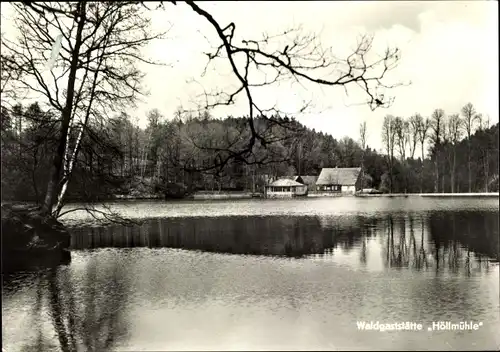 Ak Chursdorf Penig in Sachsen, Waldgaststätte Hollmühle, Teich