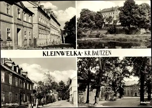 Ak Kleinwelka Bautzen in der Lausitz, Zinzendorfstraße m. Polytechnischer Oberschule, Feierabendheim