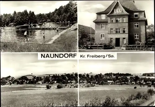 Ak Naundorf Bobritzsch Hilbersdorf im Erzgebirge, Schwimmbad, Gemeindeverwaltung, Panorama