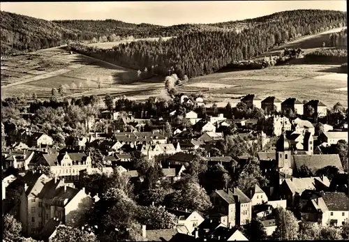 Ak Olbernhau im Erzgebirge, Ortsansicht, Kirche, Blick zum Hainberg