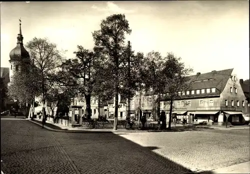 Ak Olbernhau im Erzgebirge Sachsen, Marktplatz, Kirchturm