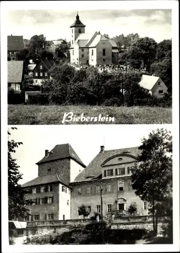 Ak Bieberstein Reinsberg in Sachsen, Ortsansicht, Kirche