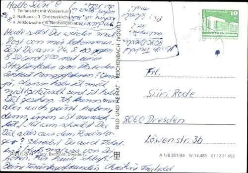 Ak Dresden Klotzsche, Teilansicht mit Wasserturm, Rathaus, Christuskirche, Neubaugebiet