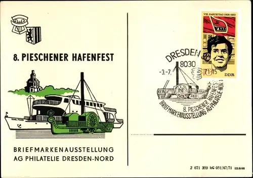 Ak Dresden Pieschen, 8. Pieschener Hafenfest, Briefmarkenausstellung AG Philatelie Dresden-Nord