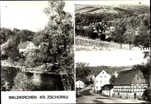 Ak Waldkirchen Grünhainichen im Erzgebirge Sachsen, Partie an der Zschopau, Zschopautal, Teilansicht