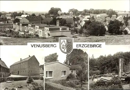 Ak Venusberg Drebach Erzgebirge, Kulturhaus, Konsum-Gaststätte, OT Spinnerei, Ehrenmal, Gartenheim