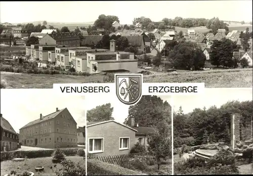 Ak Venusberg Drebach Erzgebirge, Kulturhaus, Konsum-Gaststätte, OT Spinnerei, Ehrenmal, Gartenheim