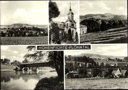 Ak Hohenfichte Leubsdorf in Sachsen, Ortsansicht, Brücke, Umgebung, Turm