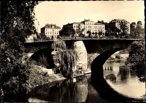 Ak Zschopau im Erzgebirge Sachsen, Polytechnische Oberschule, Brücke