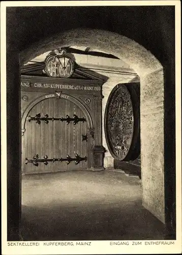 Ak Mainz am Rhein, Sektkellerei Kupferberg, Eingang zum Enthefraum