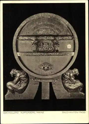 Ak Mainz am Rhein, Sektkellerei Kupferberg, Bacchanten-Fass
