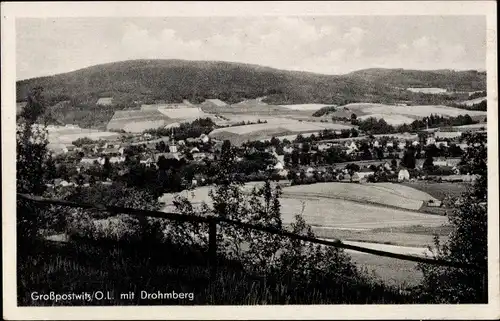 Ak Großpostwitz Mittellausitzer Gebirge, Panorama mit Drohmberg