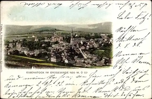 Ak Eibenstock im Erzgebirge Sachsen, Ortsansicht mit Kirche