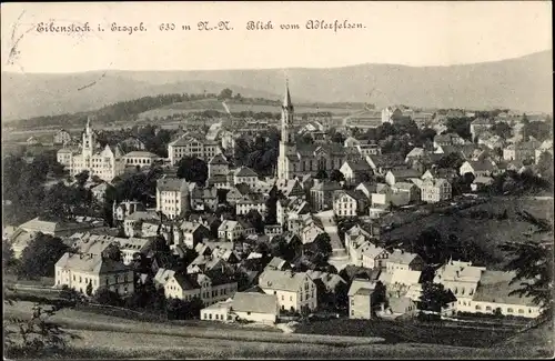 Ak Eibenstock im Erzgebirge Sachsen, Blick vom Adlerfelsen