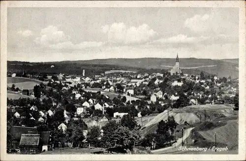 Ak Schneeberg im Erzgebirge, Ortsansicht mit Kirche