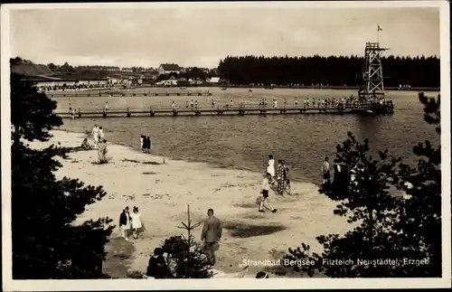 Ak Neustädtel Schneeberg im Erzgebirge, Strandbad Bergsee Filzteich