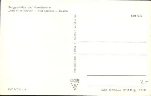 Ak Lößnitz im Erzgebirge, Berggaststätte und Fremdenheim Neu Friedrichsruh