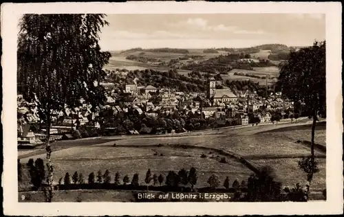 Ak Lößnitz im Erzgebirge Sachsen, Ortsansicht mit Kirche