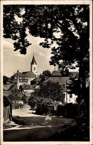 Ak Bad Lobenstein in Thüringen, Straßenpartie, Kirche