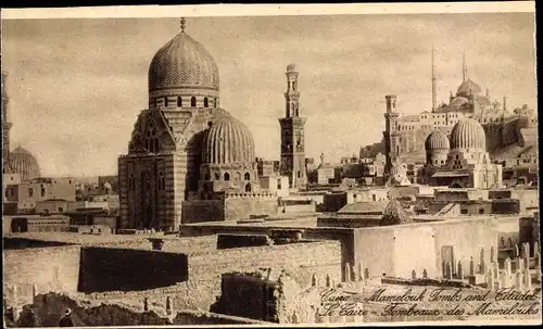 Ak Cairo Kairo Ägypten, Mamelouk Tombs and Citadel